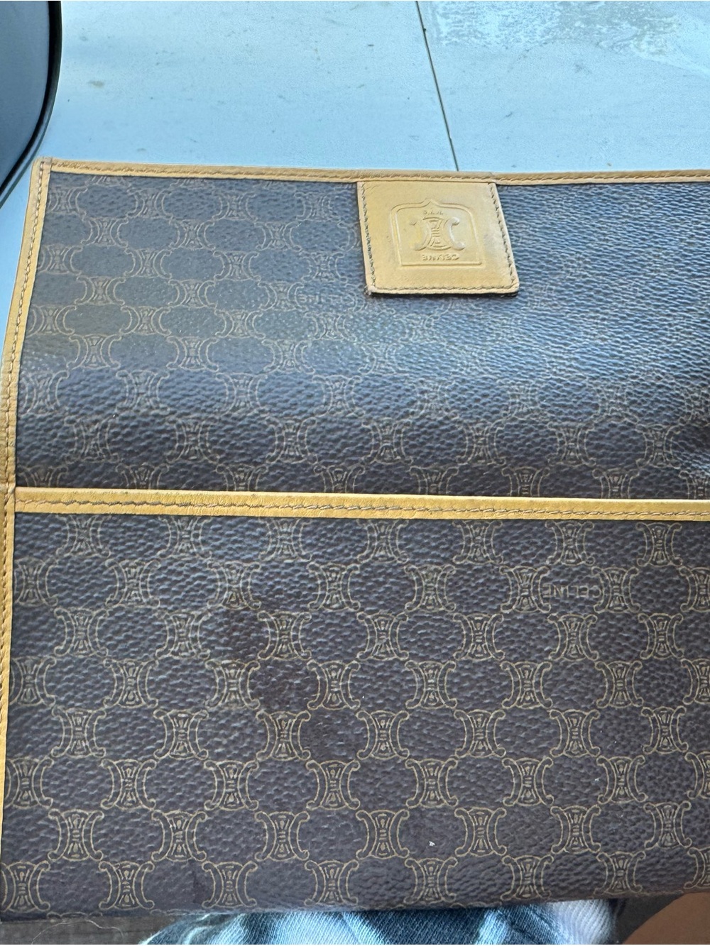 Celine Brown & Tan Continental Wallet with Emblem Patch - Picture 5 of 6